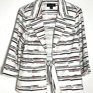 Perceptions New York Tri-color Shoulder Padded Blazer with Front Tie | L-14